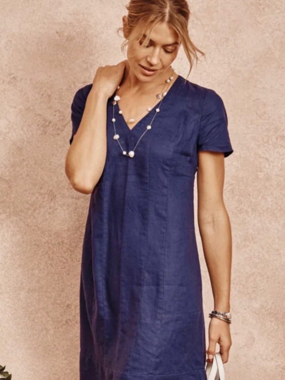 J Jill Love Linen Blueberry Dress - Medium Petite